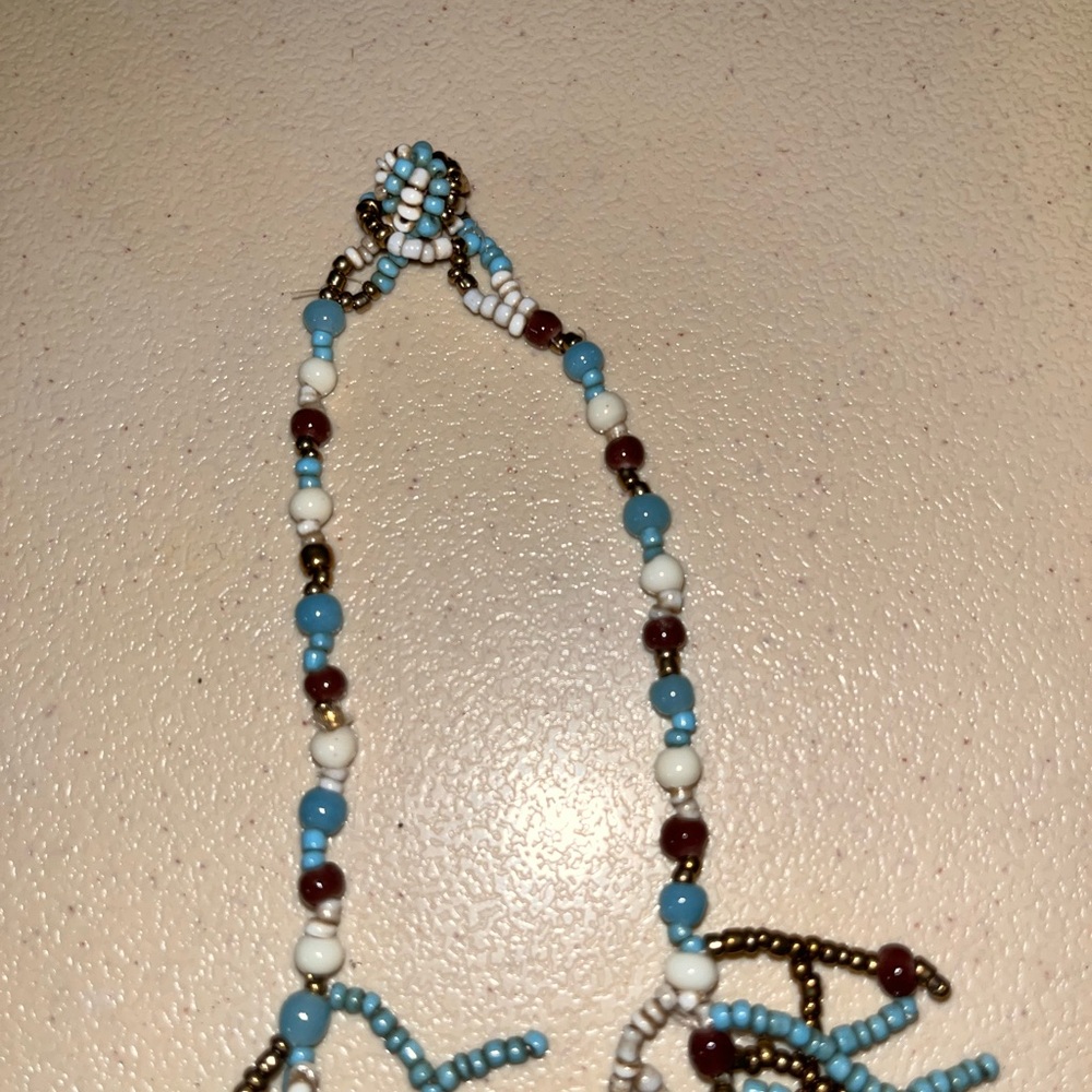 Handcrafted Vintage Fringe Seed Bead Toggle Choker Necklace - Picture 4 of 5